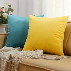 Velvet Solid Color Cushion Cover with Insert, Simple Modern Office Sofa Square Backrest Bed Pillow