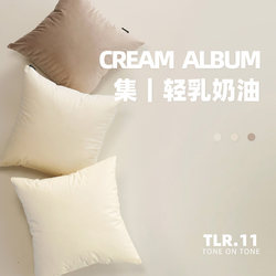 Simple Modern Velvet Solid Color Pillow, Off-White and Beige Series Cushions, Room Living Room Sofa Backrest Cushion Velvet Fabric