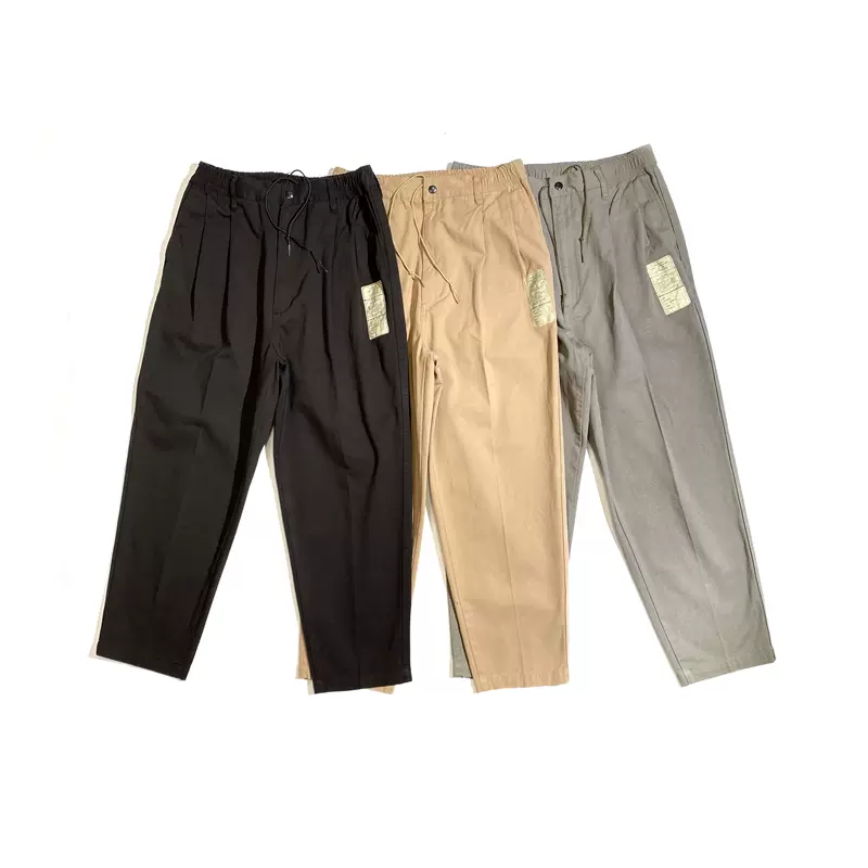 N.HOOLYWOOD 2TUCK SLACKS DRY 双褶皱抽绳锥形 休闲九分裤工装裤-Taobao