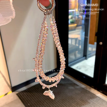 Shining crystal fishtail pendant exquisite luxury mobile phone chain