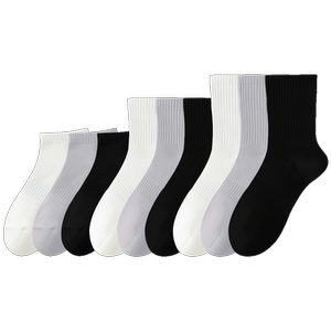
Socks Women's mid-tube socks for summer thin anti-odor spring and autumn sports pure cotton boneless socks for men black and white stockings