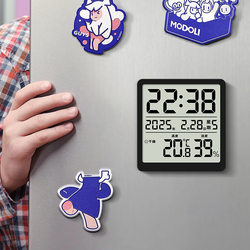 New Ultra-Thin Thermometer and Hygrometer Clock for Indoor Home Use, Multifunctional Alarm Clock, Electronic Thermometer with Magnetic Attachment