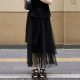2025 summer new product stacked yarn high-waisted slim skirt for women fashion versatile temperament design A-line mid-length skirt