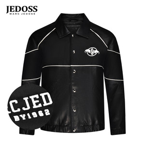 
JEDOSS/JEDOSS men's autumn and winter new style letter embroidered stitching line leather jacket trendy RL013
