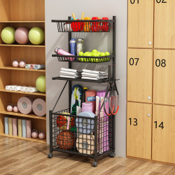 Yoga Mat Storage Rack, Sports Fitness Equipment Storage Rack, Household Wheeled Basketball Rack, Kettlebell Dumbbell Storage Basket