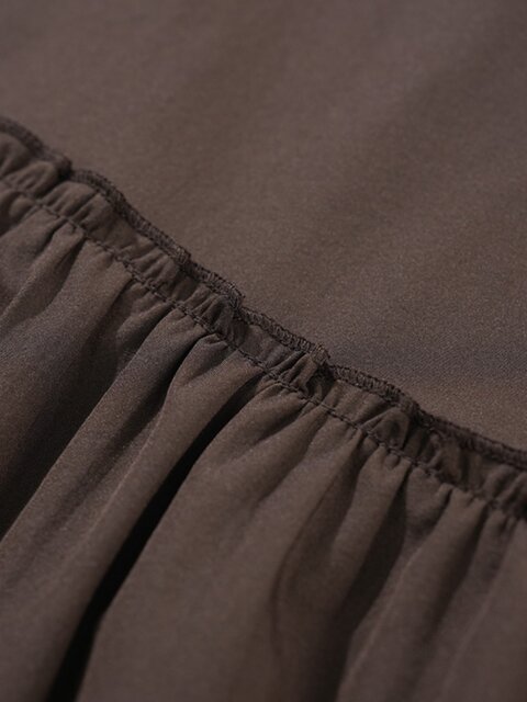 Single-layer casual skirt women's large hem skirt 2025 new summer design sense splicing mid-length pocket a-line skirt