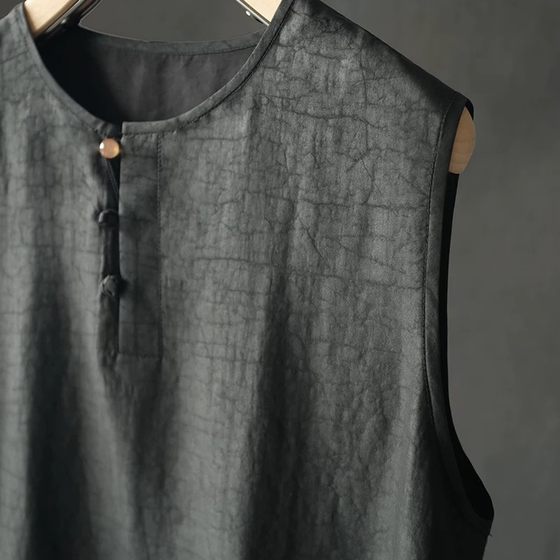 High-end Xiangyunsha men's vest new 2026 popular summer turtle pattern fashionable mulberry silk top