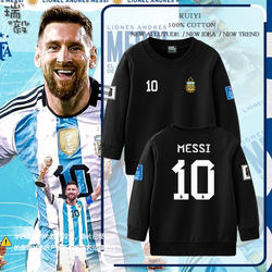 Argentina National Team No. 10 Messi Football Shirt Round Neck Sweatshirt for Men, Women, Children, Students and Babies, Long-Sleeved