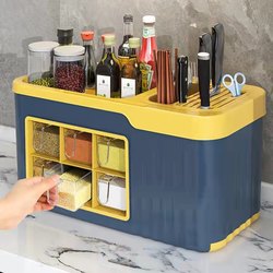 Seasoning Box Combination Set, Household Kitchen Supplies, Integrated Multi-Compartment Storage, Salt and Msg Bottles, Multi-Functional Storage Rack