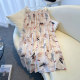 French butterfly printed cotton and linen skirt for women in summer high-end and versatile large styling a-line umbrella skirt drooping long skirt
