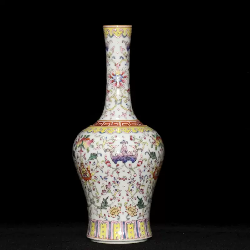 景德鎮清時代雍正陶芸花瓶 景徳鎮 花瓶 六方花瓶 琺瑯彩 清時代