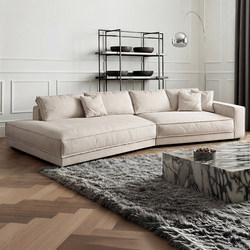 Budapest Fabric Sofa for Living Room, French Cream Style, Large Flat Floor Plan, Deep Seating, Irregular Chenille Sofa