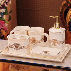 Ceramic Bathroom Five-Piece Set European-Style Toiletries Set Bathroom Supplies Set Toothbrush Cup Mouthwash Cup Creative