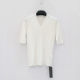 European station exit tail cargo large elastic slim short -sleeved sweater women spring and summer thinner clue V -neck top
