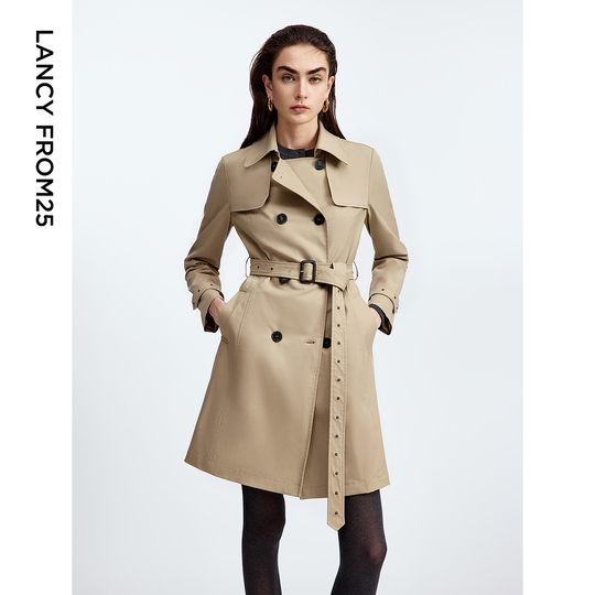 Trench Femme Double Boutonnage - Manteau Printemps Automne Coupe-Vent - Longueur Moyenne
