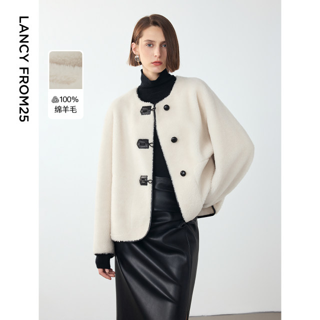 Langzi Pure Wool Advanced Sensitive Temperament Design Sensors Granules Coat Women 2024 Winter New Modeling Fur
