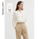 French off-white V-neck top for women autumn new style shirt French long-sleeved shirt for women