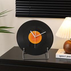 Medieval-Style Retro Vinyl Record Tv Cabinet Decoration Tabletop Clock Ornament Living Room Home High-End Niche