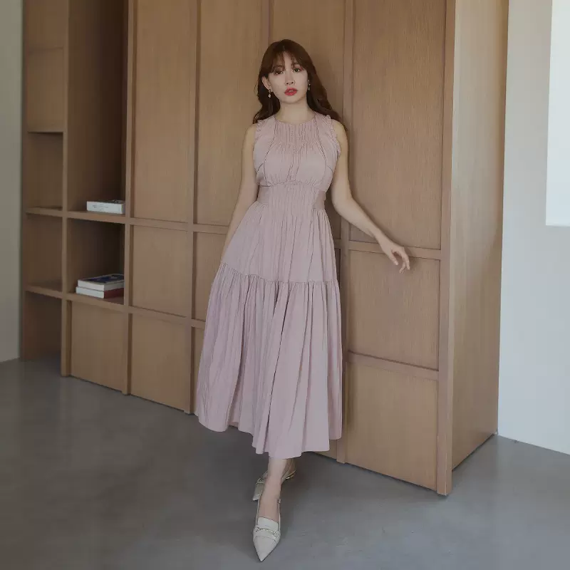 ワンピース herlipto Viera Pintuck Tiered Dress 日代Herlipto Viera Pintuck Tiered Dress 25SS 细褶层叠连衣裙