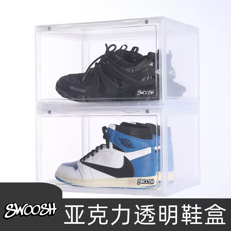 SWOOSH Hộp Đựng Giày Hộp Bảo Quản Acrylic Trong Suốt Từ Giày Tiết Kiệm Không Gian Nhựa Cứng Nhám Giày Tủ Giày Treo Tường Chống Bụi