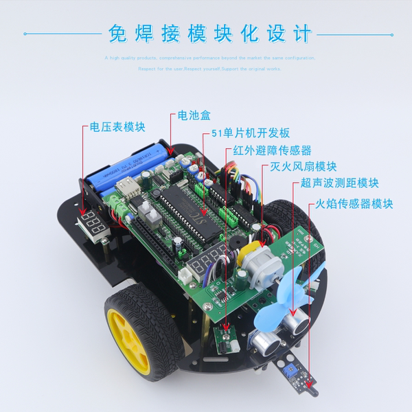 51 Single Chip Microcontroller Intelligent Small Firefighting Car, Line ...