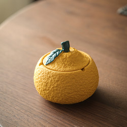 Orange Ashtray with Lid, Small Size for Home Tea Room, Cute Anti-Fly and Dust-Proof Ashtray for Living Room Coffee Table, Office Ashtray