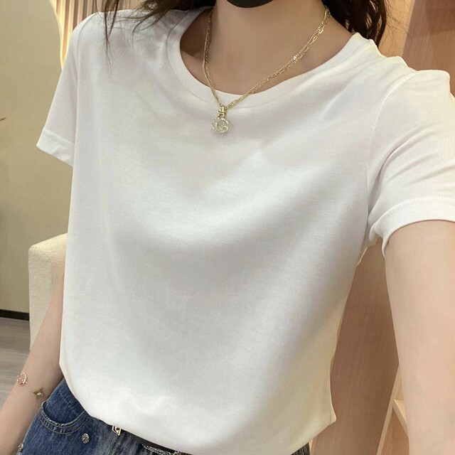 2024 new high-end simple loose short-sleeved round neck thin solid ...