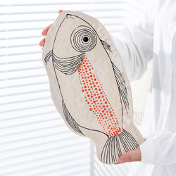 Underglaze Ceramic Sashimi Red Snapper Plate Multi-Purpose Plate Appetizer Plate Fish-Shaped Plate Irregular Plate Salad Plate Cooking Tableware