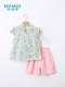 Girls' suit new summer clothes children's new Chinese two-piece set baby children's cotton button tops and shorts children's clothing