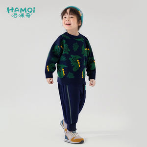 
Boys pullover sweater spring new children's clothing small children pure cotton clothes cartoon dinosaur sweater baby sweater