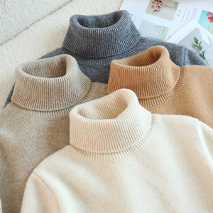 Autumn and winter children's woolen sweaters for boys and girls thickened turtleneck knitted wool fleece bottoming versatile sweater inner layer