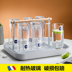 Lemeiya Transparent Glass Cup for Home Use, Square Cup, Heat-Resistant Tea Cup, Lidless Drinking Cup, Set of 6 Pieces