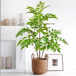 Painted Wood Leaf Blue Sky Bamboo Artificial Plant Branches for Indoor Shop Decoration, Nordic Light Luxury Decor