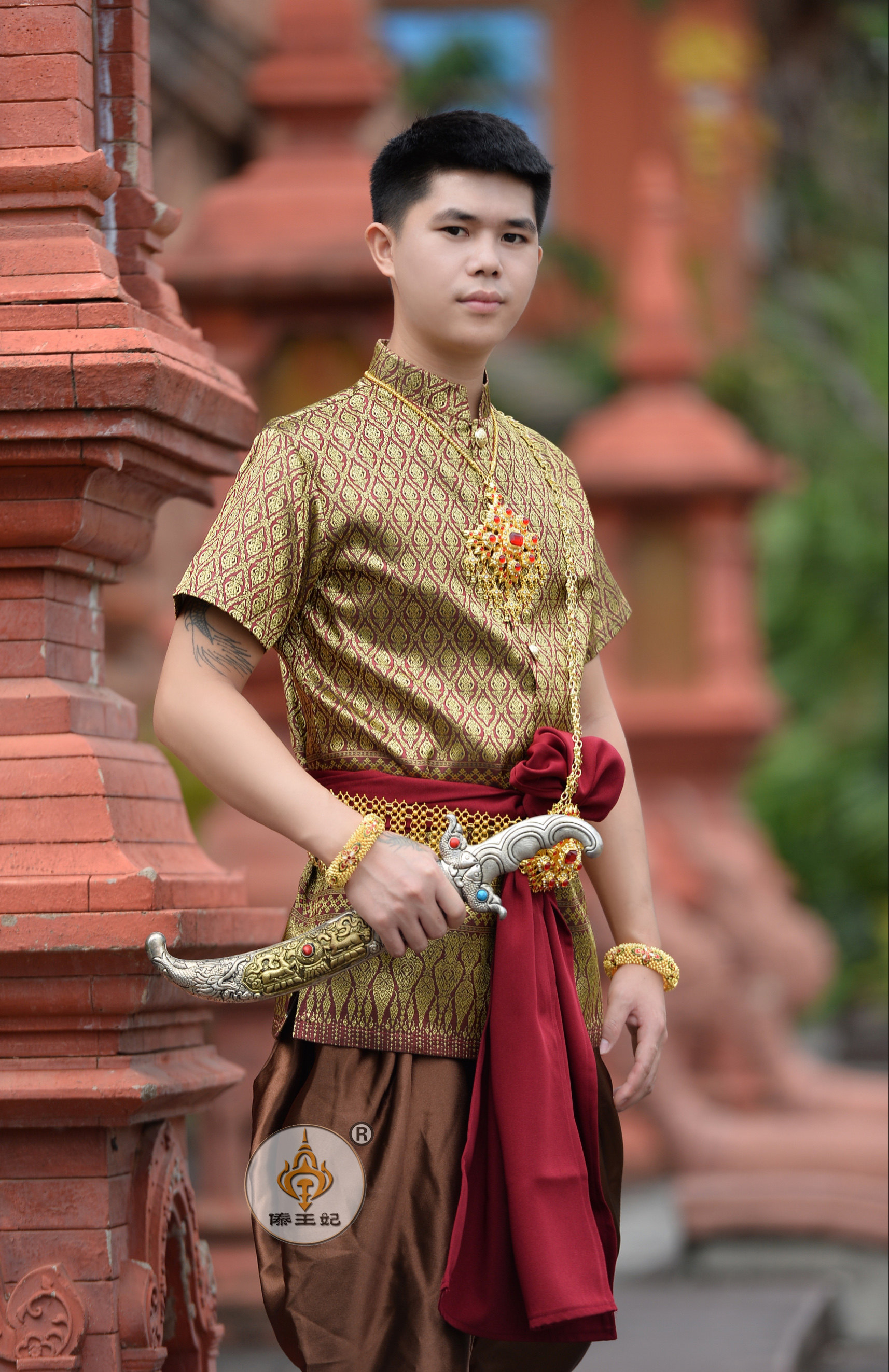 Wedding Clothes Thai Male Traditional Costume Thai Wrap Pants Men