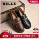 Belle Yuanbao thick-soled Lok Fu shoes 2025 new soft-soled non-tiring black small leather shoes for women D2S1DC pre-