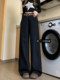 Large size black wide-leg jeans for women in autumn 2024 new loose high waist slimming versatile straight-leg mopping pants