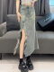 Large -size American high street irregular fishtail skirt Female summer new high waist is thin, old color A -line long skirt