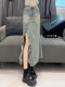 Large -size American high street irregular fishtail skirt Female summer new high waist is thin, old color A -line long skirt
