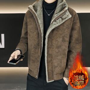 
2025 winter new leather jacket plus velvet thickening men's warm casual motorcycle clothing young and middle-aged leather jacket cotton coat