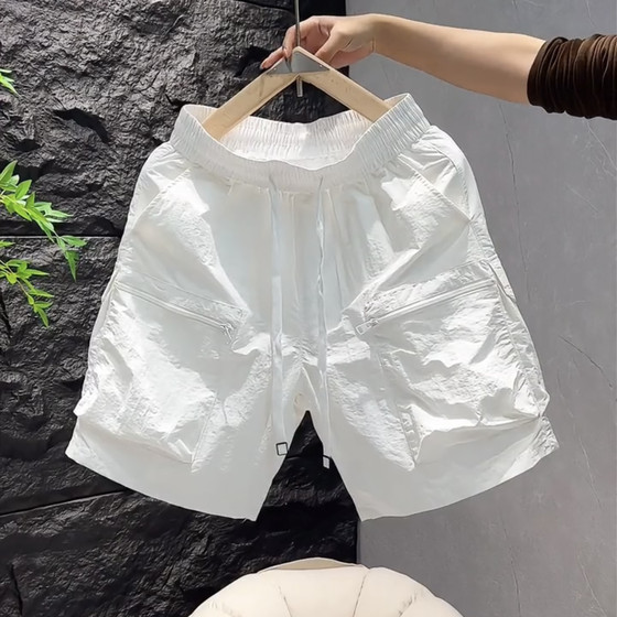 
Zippered pocket shorts men's summer 2025 new trendy brand versatile work pinch pants loose sports casual mid-pants