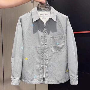 
Casual style lapel versatile loose and slim American retro high-end men's 2025 new autumn denim jacket jacket