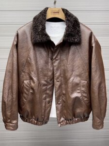 
2025 Winter Thickened Warm Lined Lamb Fur Collar Leather Jacket Men's Fur Integrated PU Leather Jacket