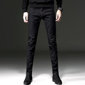 Tide brand black pants men autumn new self -slim Korean elastic youth straight tube thin casual legged pants