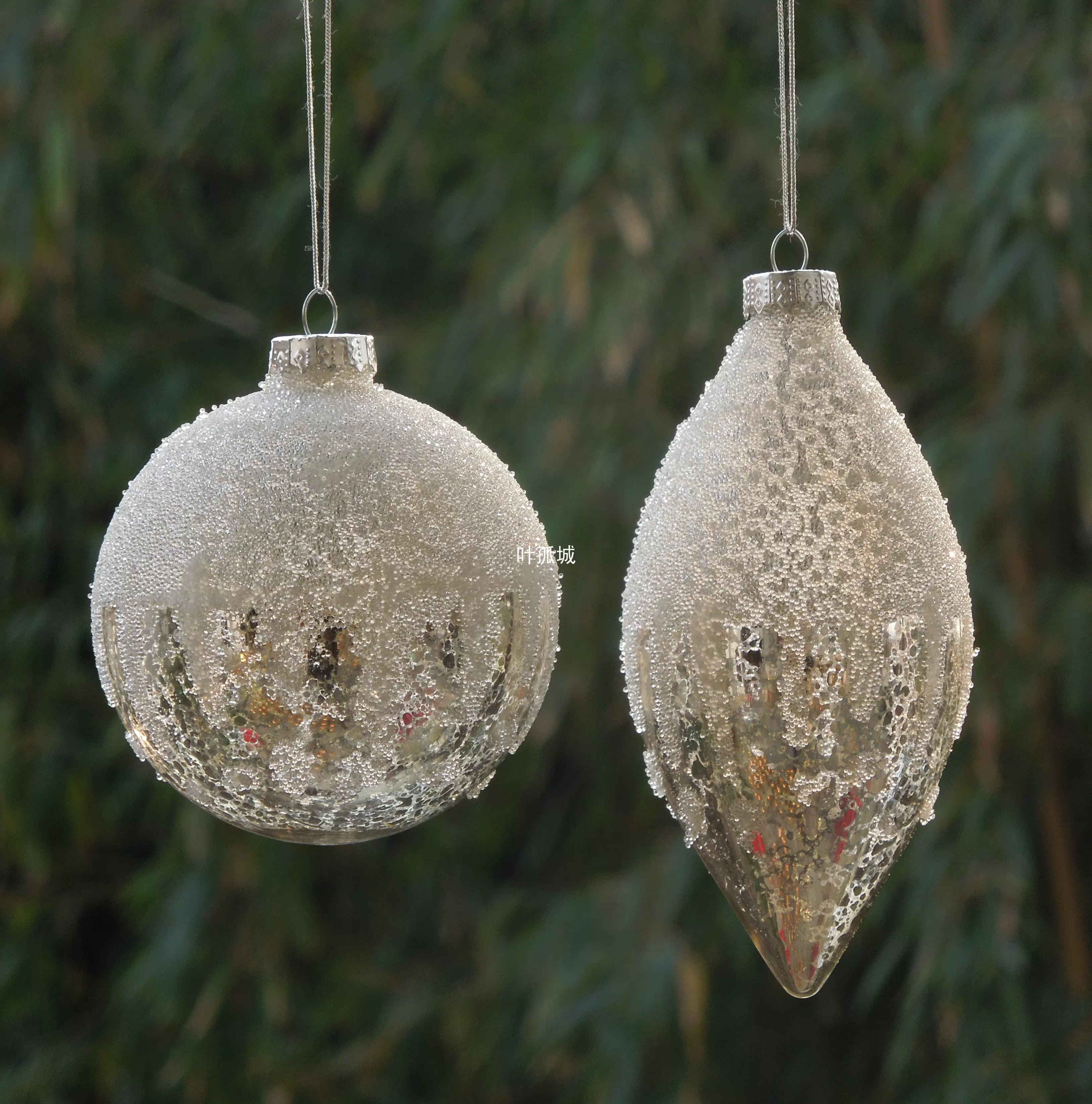 碎银色玻璃圣诞球圣诞树装饰品圣诞节橱窗商场酒店婚庆工艺品挂饰