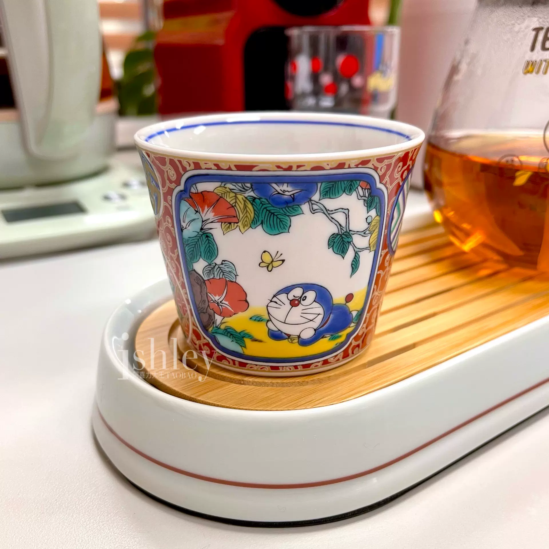 日本正品代购哆啦A梦限定九谷烧茶杯水杯日本制杯子主人杯品茗杯-Taobao