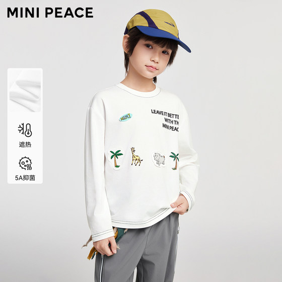 
[Sports Series] MINIPEACE Children's Clothing Boys' Sports Long Sleeve T-Shirts Children's Spring Clothing 5A Antibacterial