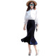 2025 spring, summer and autumn gold velvet skirt fishtail hip long skirt celebrity large size versatile one-step big swaying women's skirt