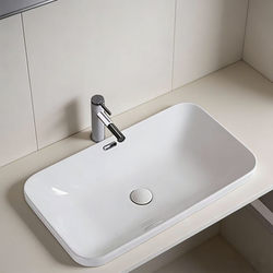 Ultra-Thin Countertop Basin Semi-Embedded Square Washbasin for Home, Hotel, and Guesthouse Ceramic Embedded Basin