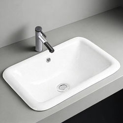 Thin-Edged Countertop Basin, Semi-Embedded Square Undermount Basin, Converted to Countertop Basin, Household Replacement Basin, Ceramic Hand Basin