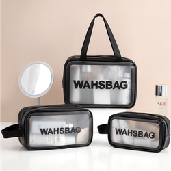 ins Wind Cosmetic Bag Toiletry Bag Portable Waterproof Transparent Pu Frosted Bathing Swimming Storage Bag Large Capacity